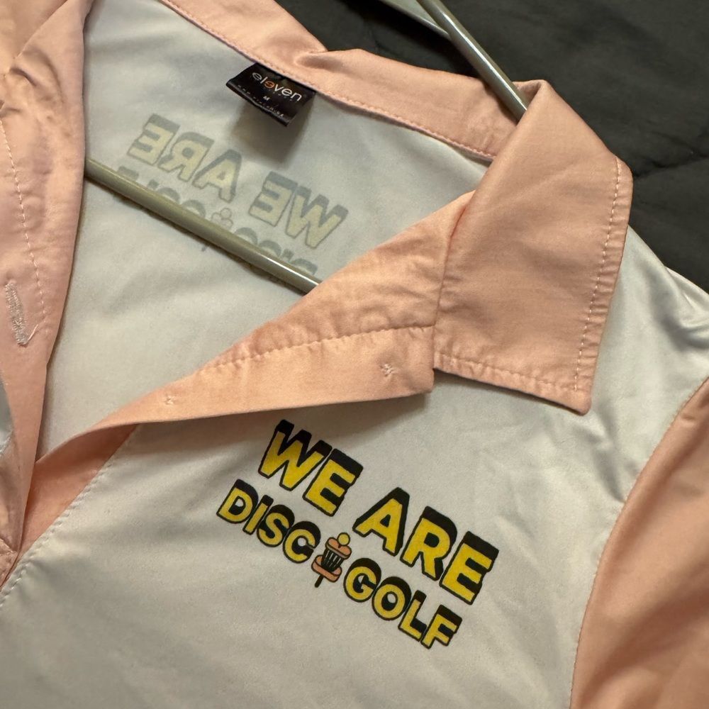 Women's Eleven Sportswear Pink and White Polo Disc Golf Shirt - Picture 3 of 8